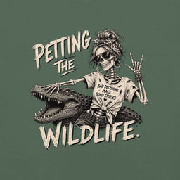 Petting the Wildlife Funny Skeleton Graphic T-shirt