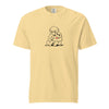 Yellow Monkey Punch minimalist art t-shirt with baby macaque duo graphic - baby macaque punch graphic tee