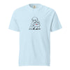 Light blue Monkey Punch minimalist art tee with baby monkeys heart design - viral monkey punch minimalist art