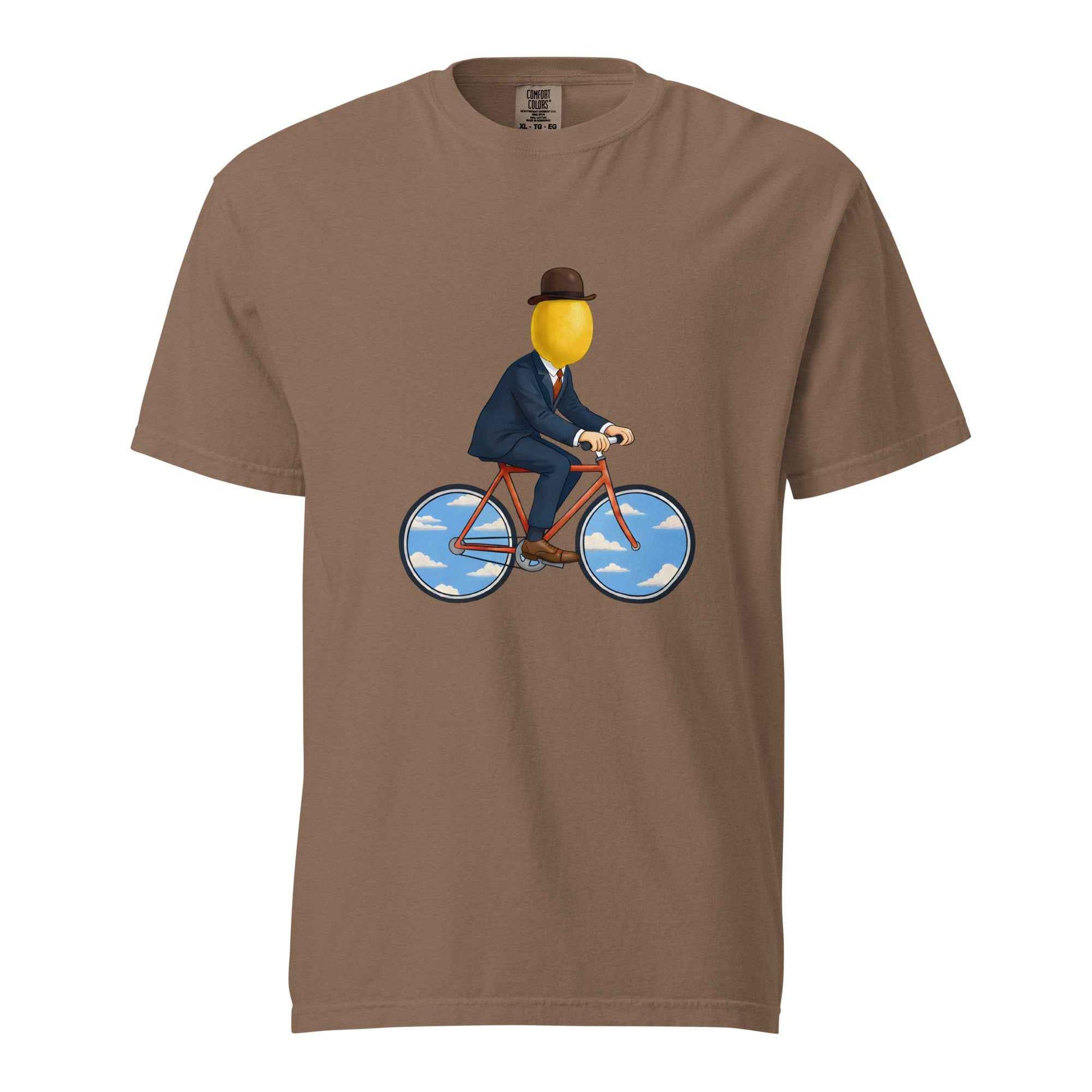 The Surreal Commute, Rene Magritte-Inspired Cycling T-shirt