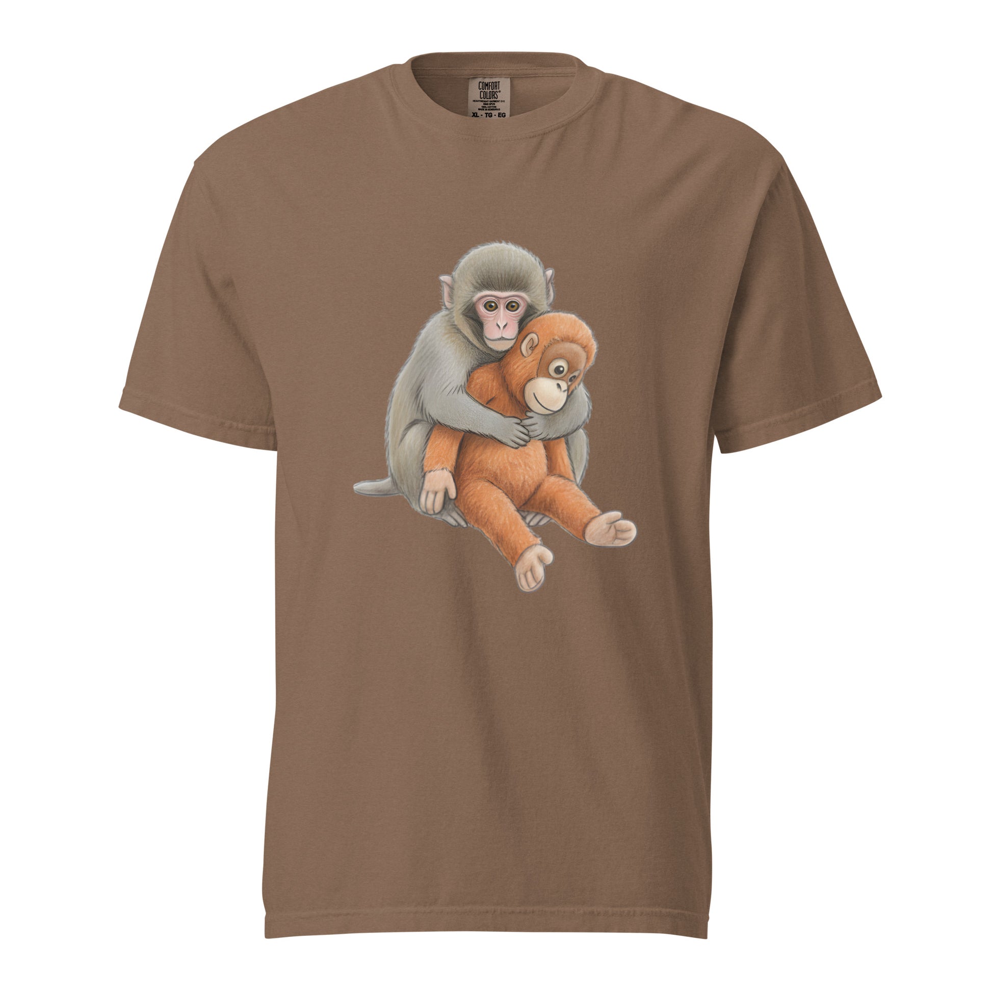 Brown Baby Monkey Punch holding plushie graphic tee - ultimately i have to be brave punch tee