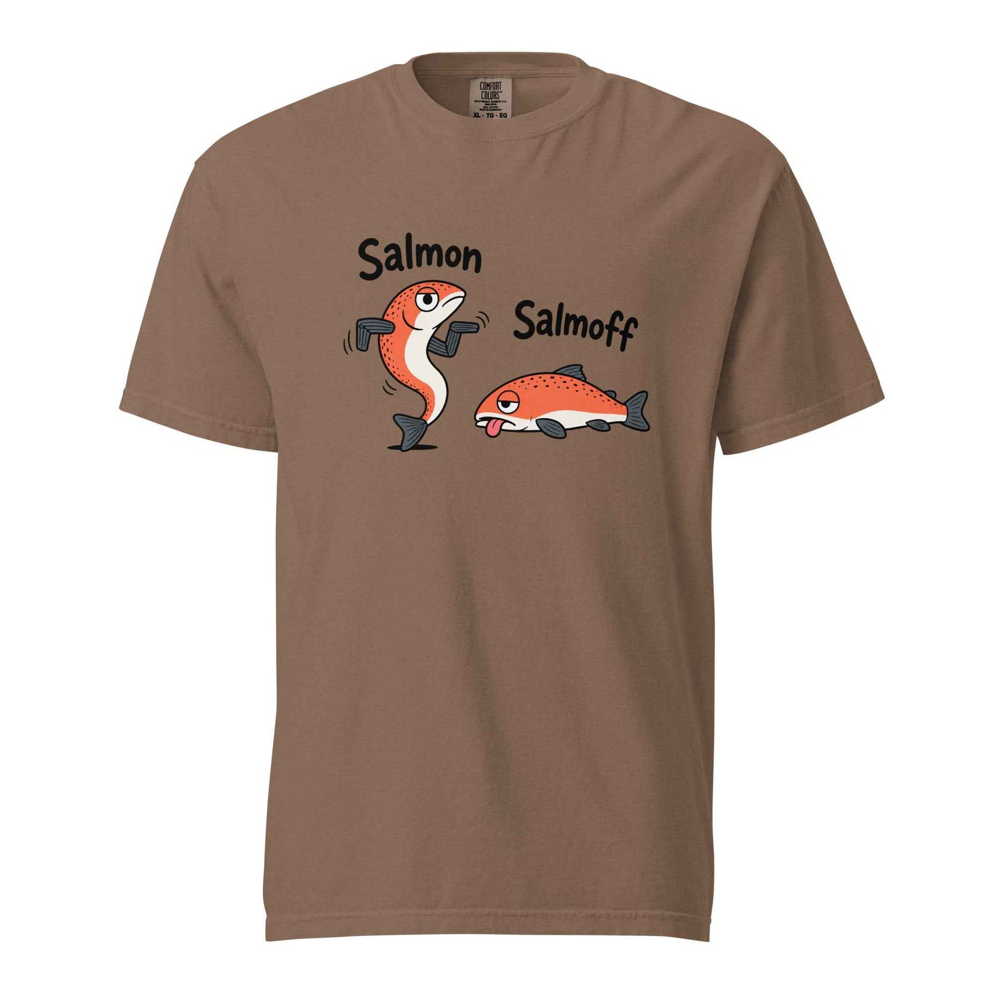 Funny Salmon-Salmoff Pun T-Shirt, Exhausted Fish Humor