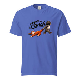 Blue Team Punch t-shirt with cartoon monkeys dragging plushie - punch monkey meme shirt
