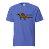 Flo blue Spinosaurus Mirabilis rainbow tribal t-shirt - colorful dinosaur graphic shirt