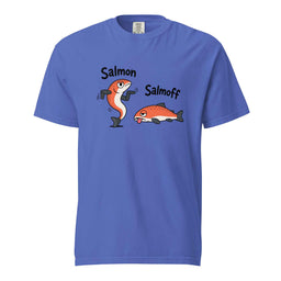 Funny Salmon-Salmoff Pun T-Shirt, Exhausted Fish Humor