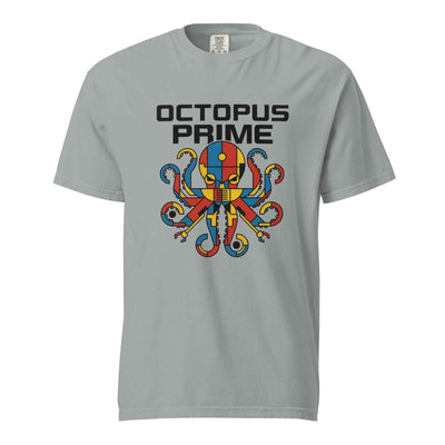 Unisex garment-dyed heavyweight Comfort Color t-shirt - Octopus Prime, Bauhaus Style Geek Meme Tee, Funny Nerd Humor Graphic T
