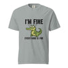 Funny Crocodile "I'm Fine Everything is Fine" T-Shirt, Burnout Humor Shirt