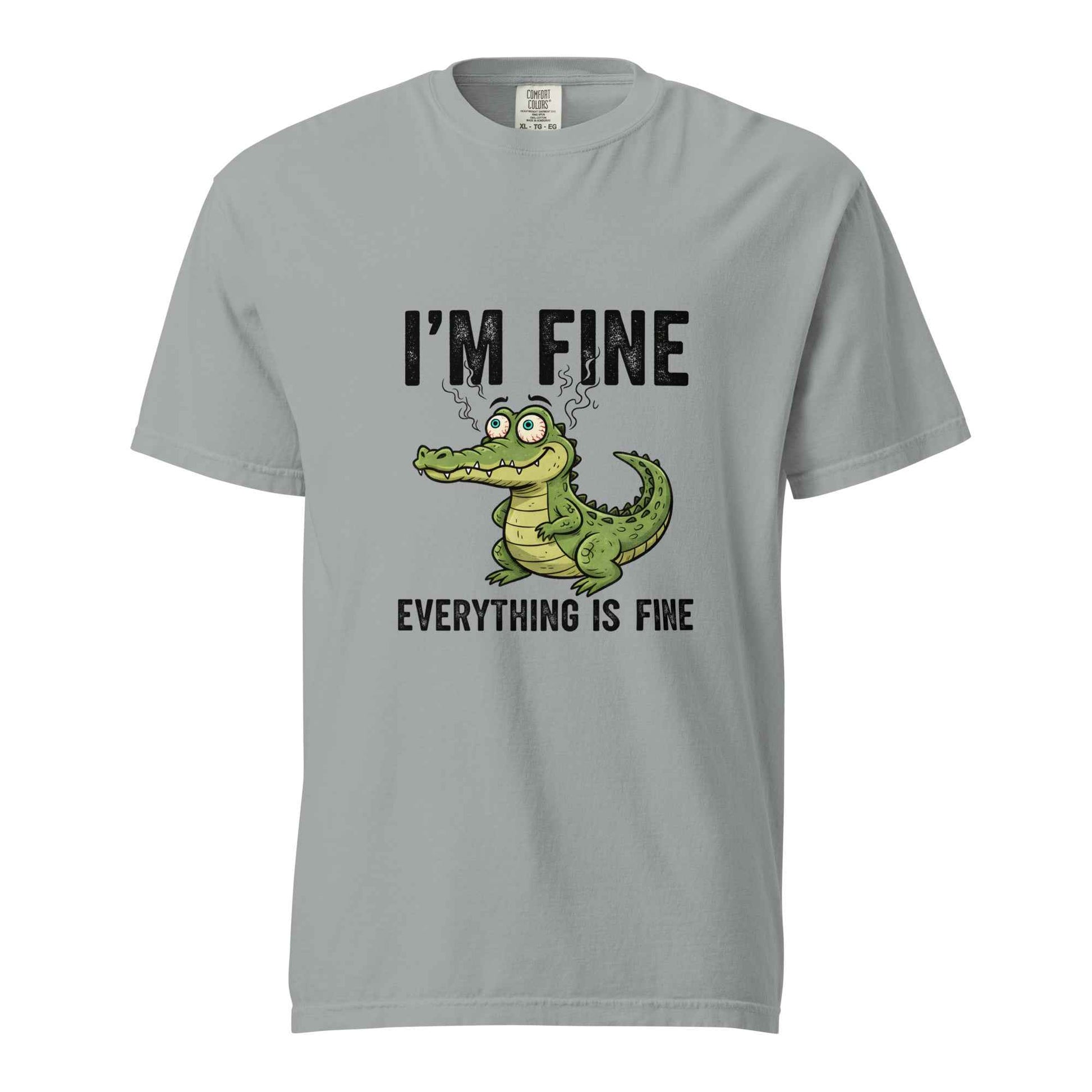 Funny Crocodile "I'm Fine Everything is Fine" T-Shirt, Burnout Humor Shirt