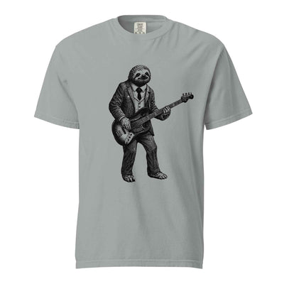 Sloth Bass Player T-Shirt. Relaxed Musician Graphic Tee