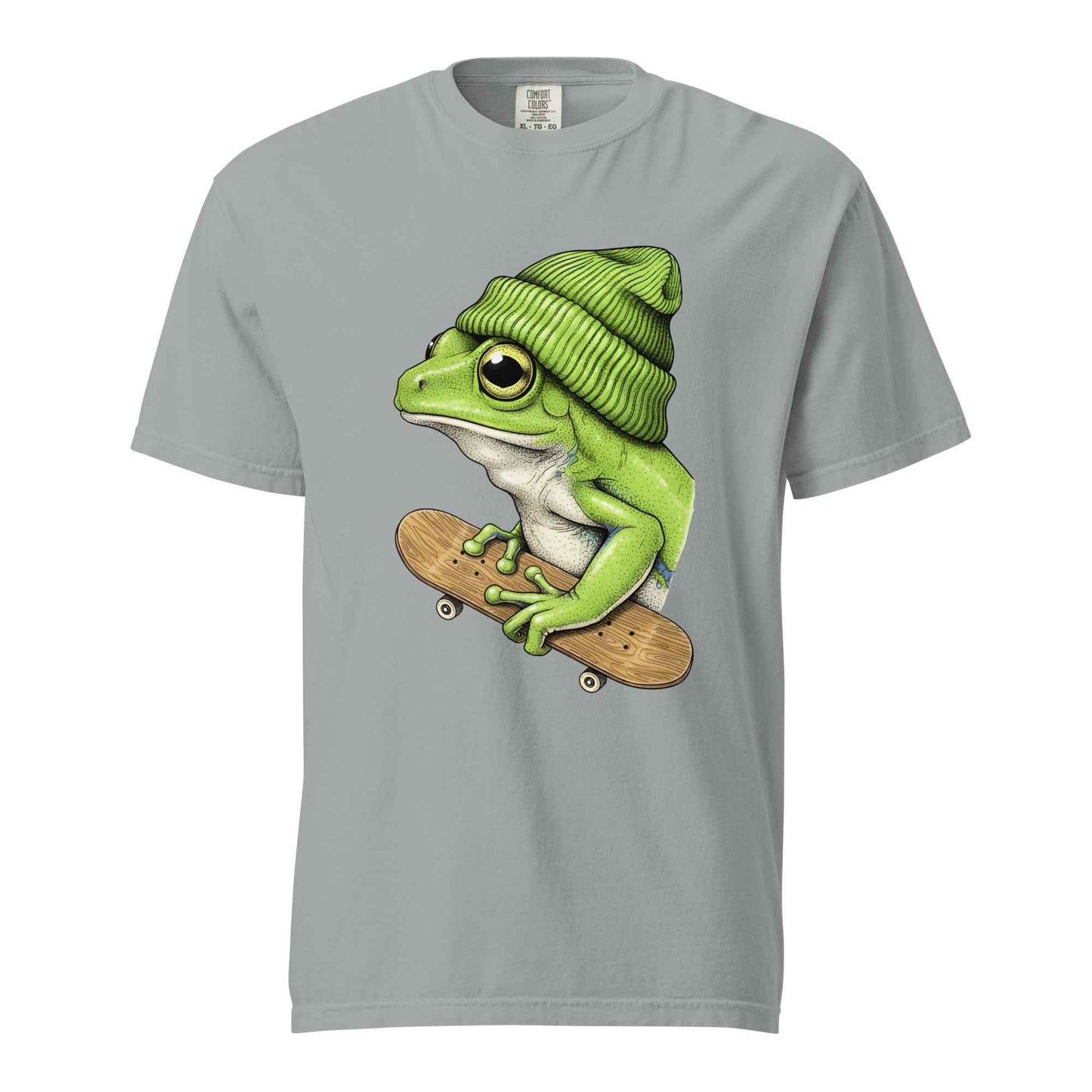 Skateboarding Frog T-Shirt - Funny Frog Skater Graphic Tee Granite