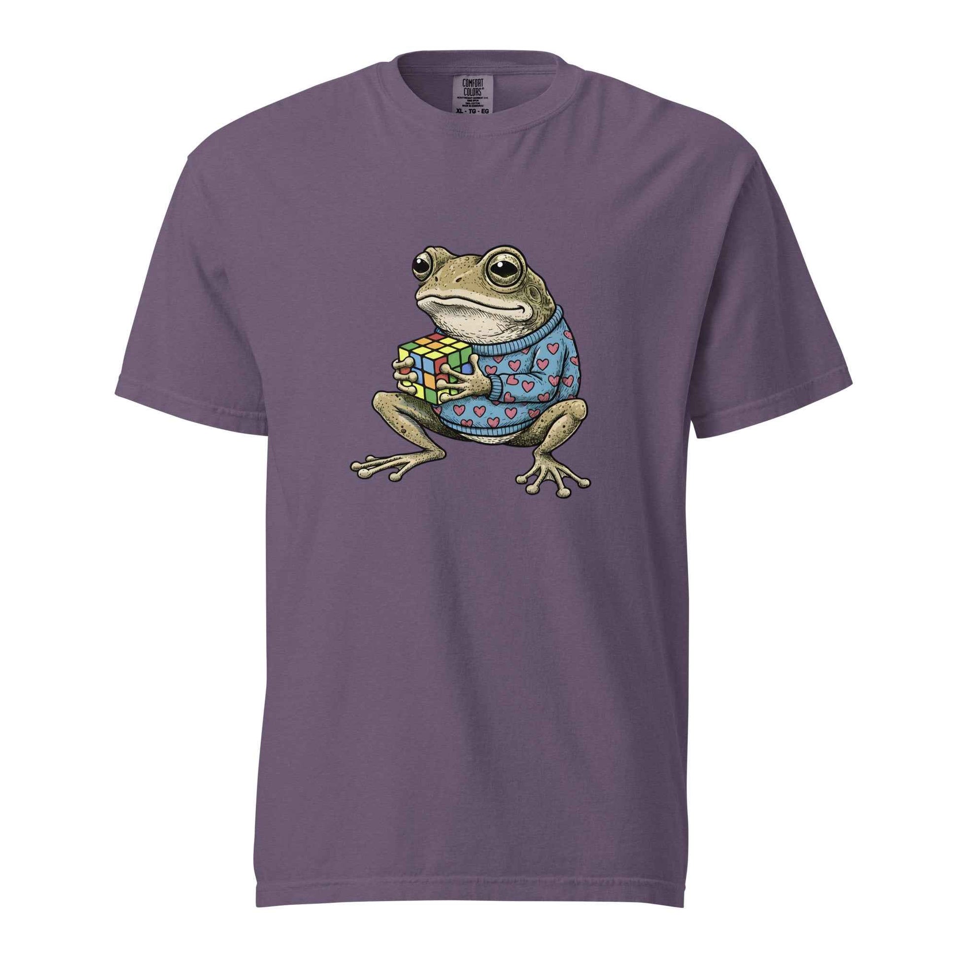 Funny Frog Rubik’s Cube T-Shirt, Retro Toad in Heart Sweater