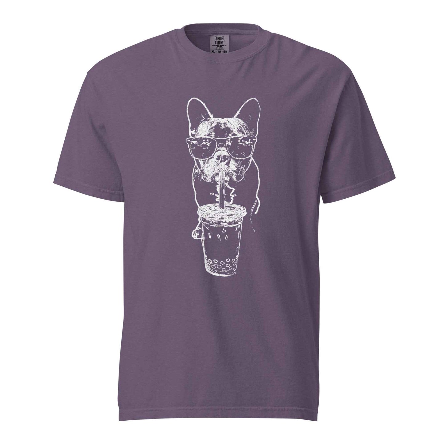 French Bulldog Bubble Tea T-Shirt - Cool Frenchie Graphic Tee Grape