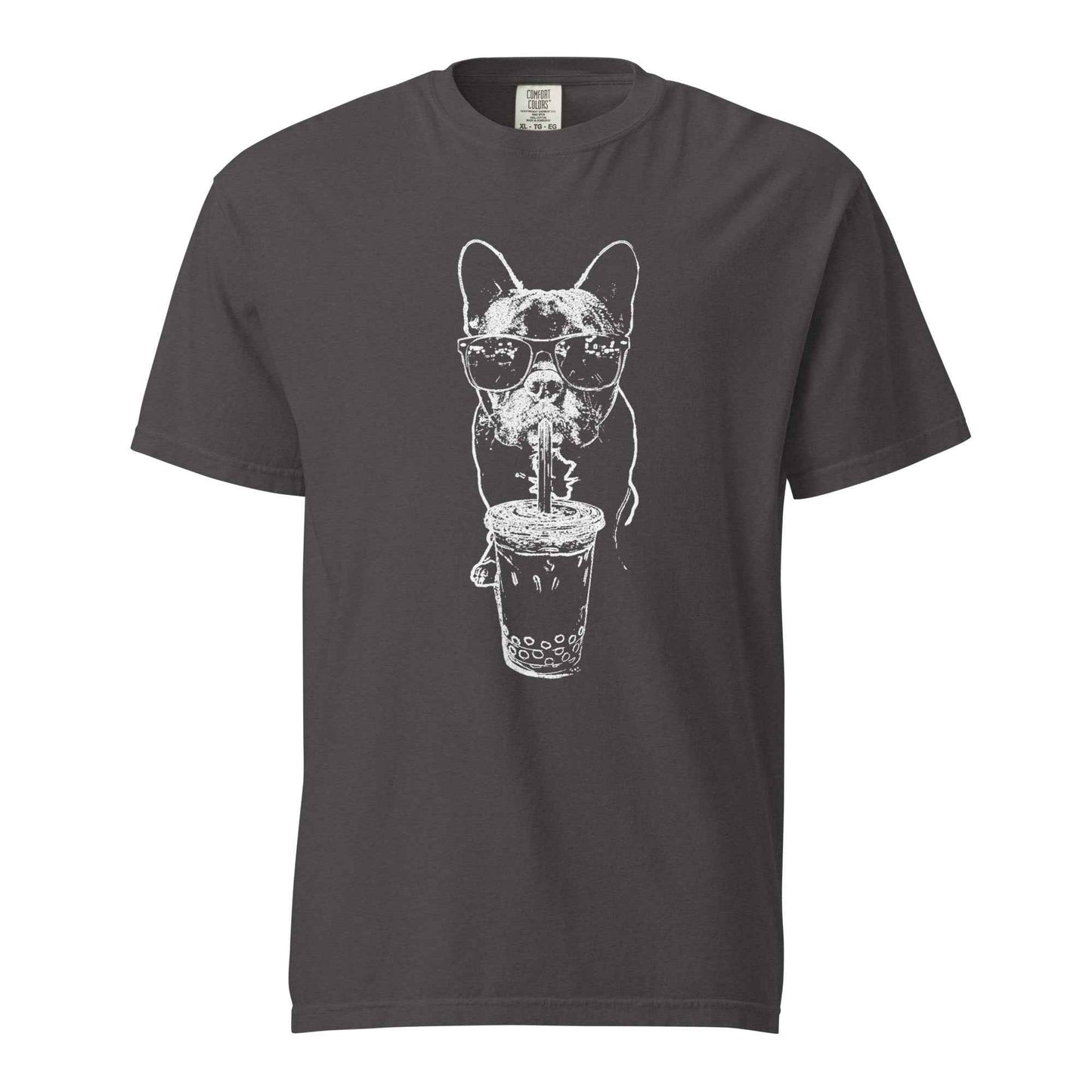 French Bulldog Bubble Tea T-Shirt - Cool Frenchie Graphic Tee Graphite