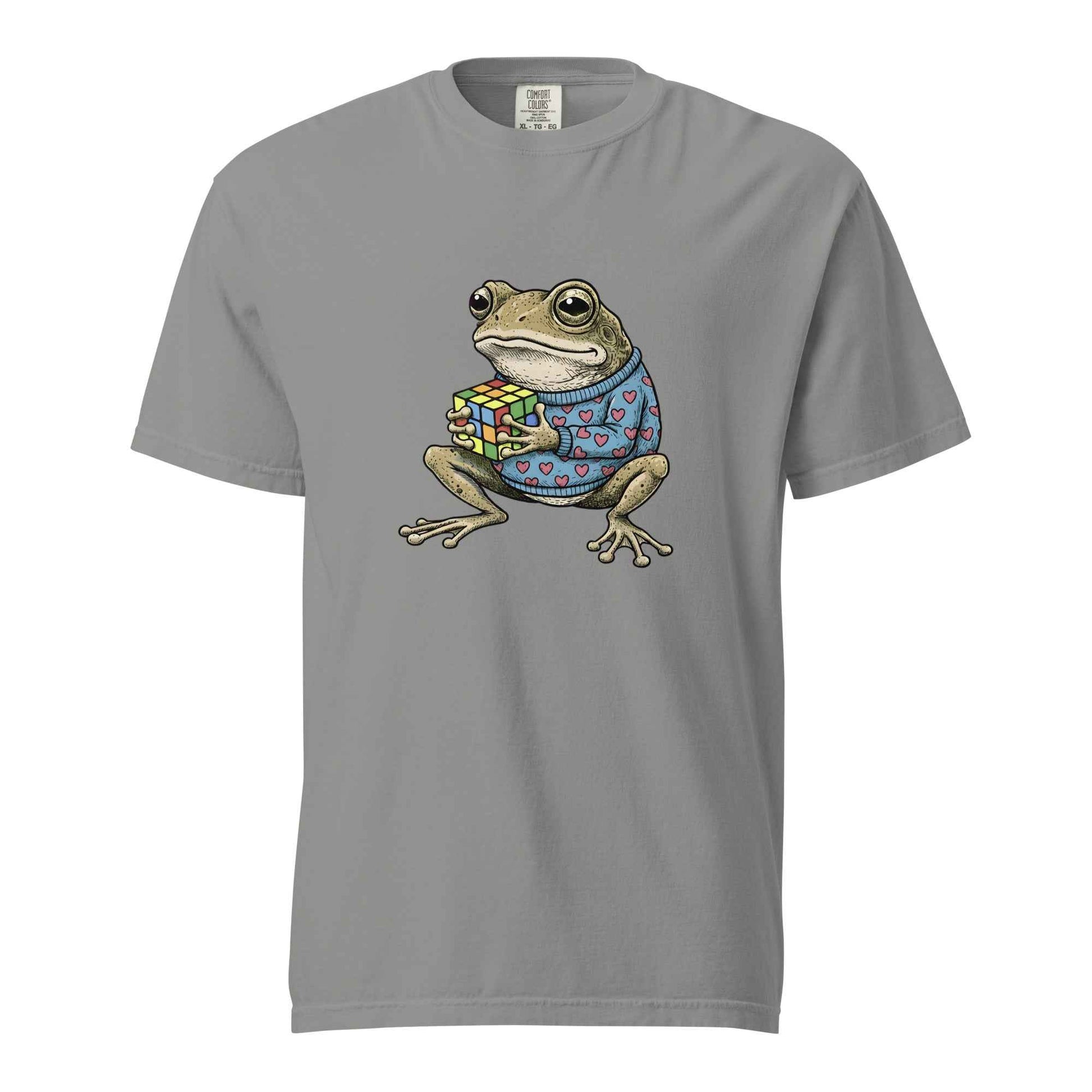 Funny Frog Rubik’s Cube T-Shirt, Retro Toad in Heart Sweater