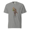 Gray t-shirt with a Spinosaurus mirabilis and a plush toy on a white background