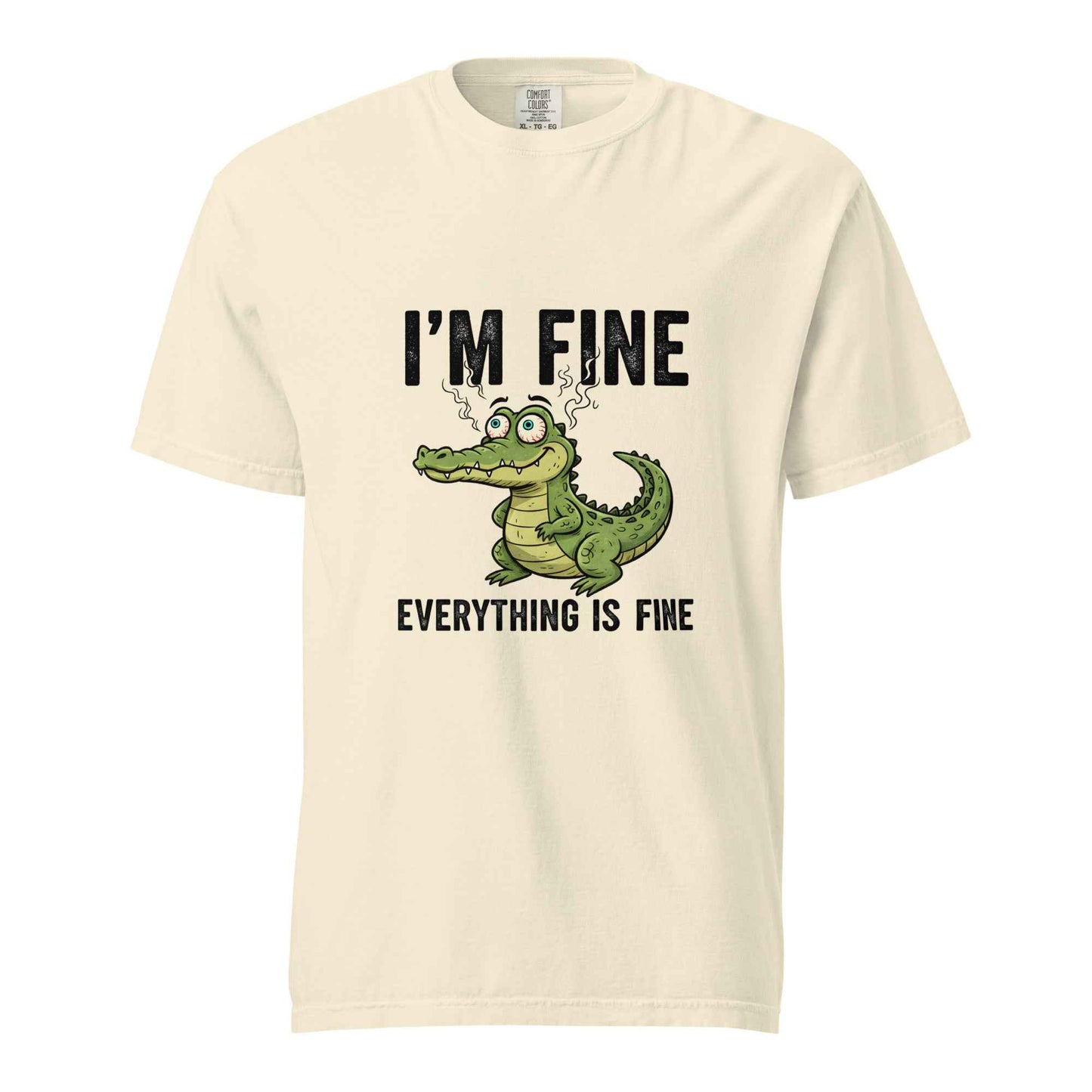 Funny Crocodile "I'm Fine Everything is Fine" T-Shirt, Burnout Humor Shirt