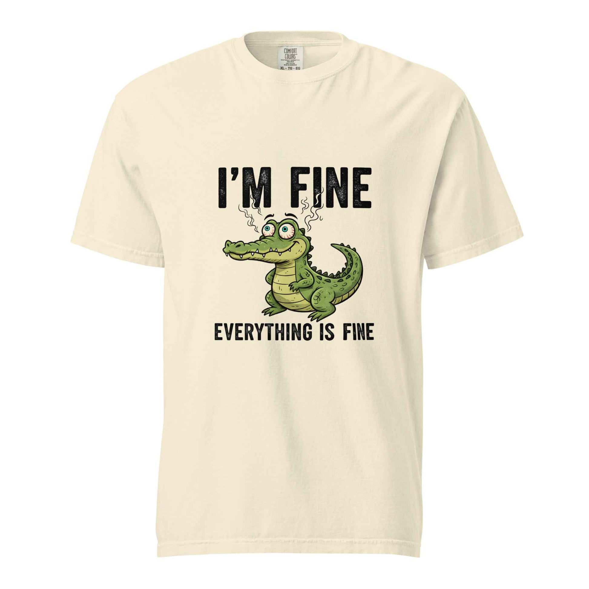 Funny Crocodile "I'm Fine Everything is Fine" T-Shirt, Burnout Humor Shirt
