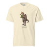 Beige t-shirt with a Spinosaurus mirabilis and a plush toy on a white background