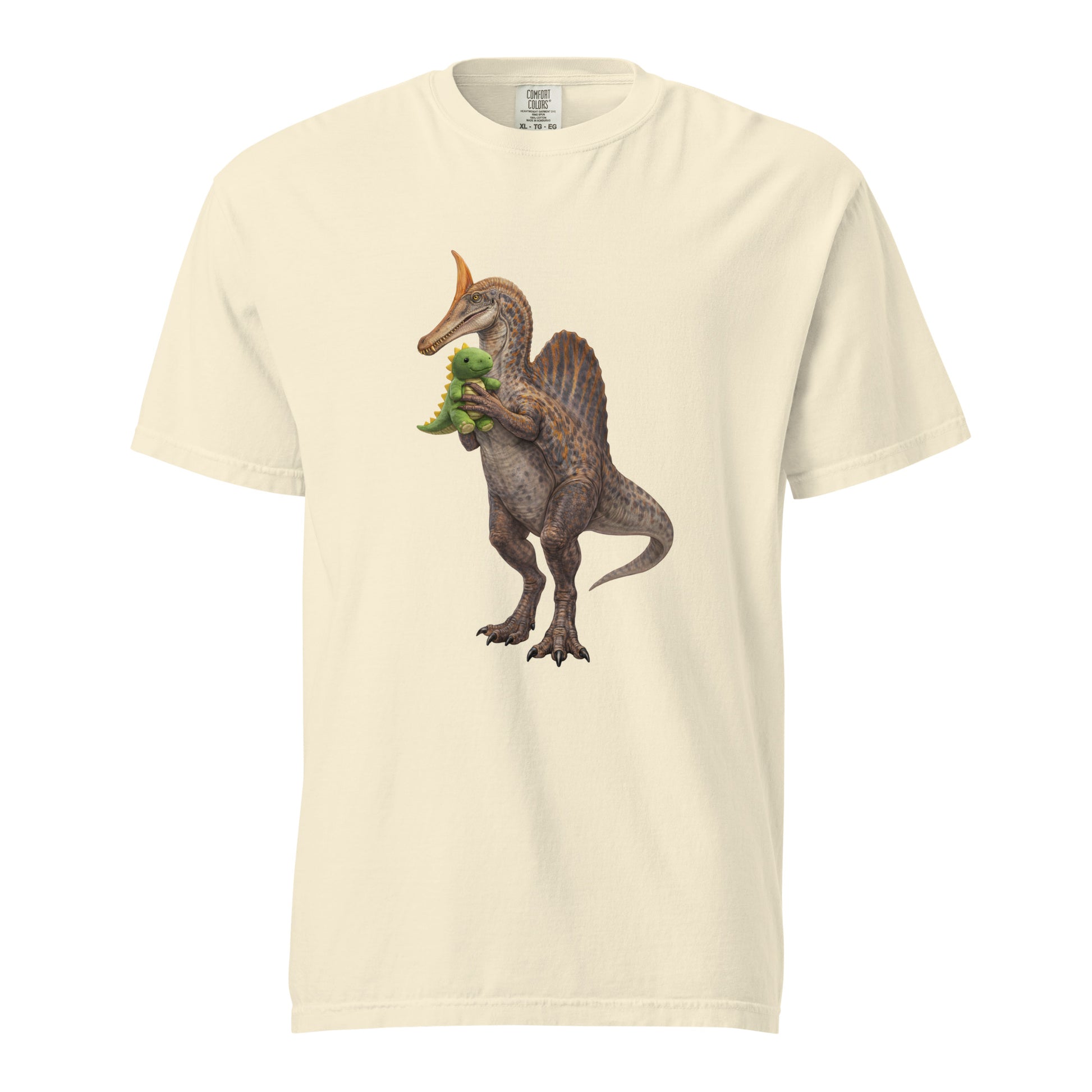 Beige newly discovered Spinosaurus mirabilis dinosaur t-shirt - newly discovered dinosaur shirt