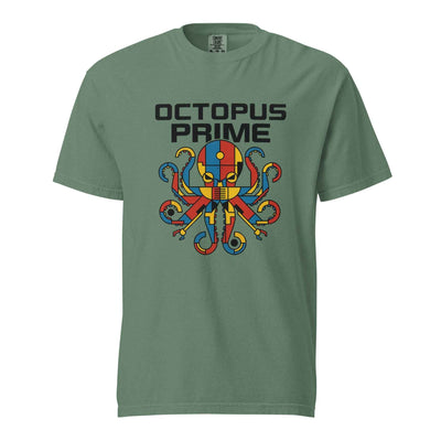 Unisex garment-dyed heavyweight Comfort Color t-shirt - Octopus Prime, Bauhaus Style Geek Meme Tee, Funny Nerd Humor Graphic T