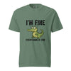 Funny Crocodile "I'm Fine Everything is Fine" T-Shirt, Burnout Humor Shirt