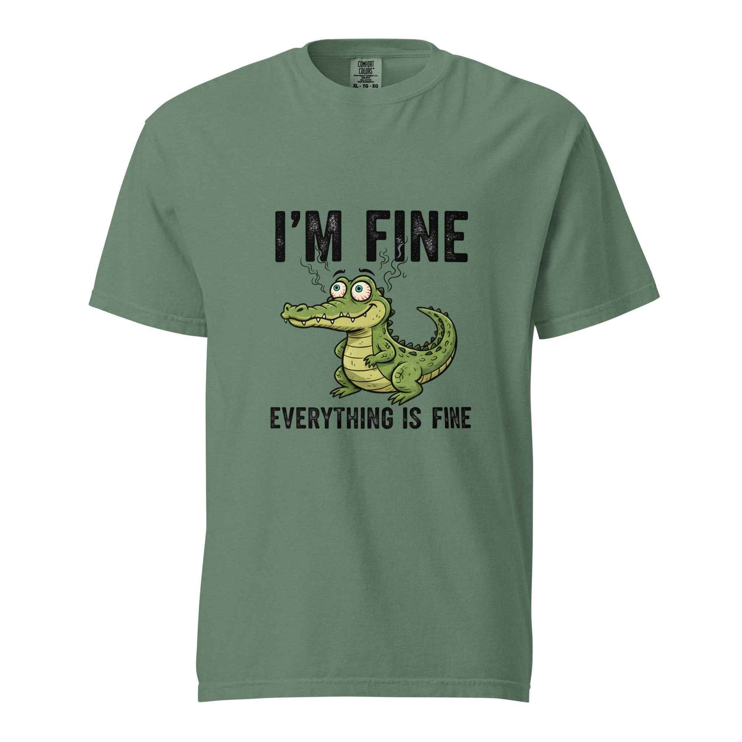 Funny Crocodile "I'm Fine Everything is Fine" T-Shirt, Burnout Humor Shirt