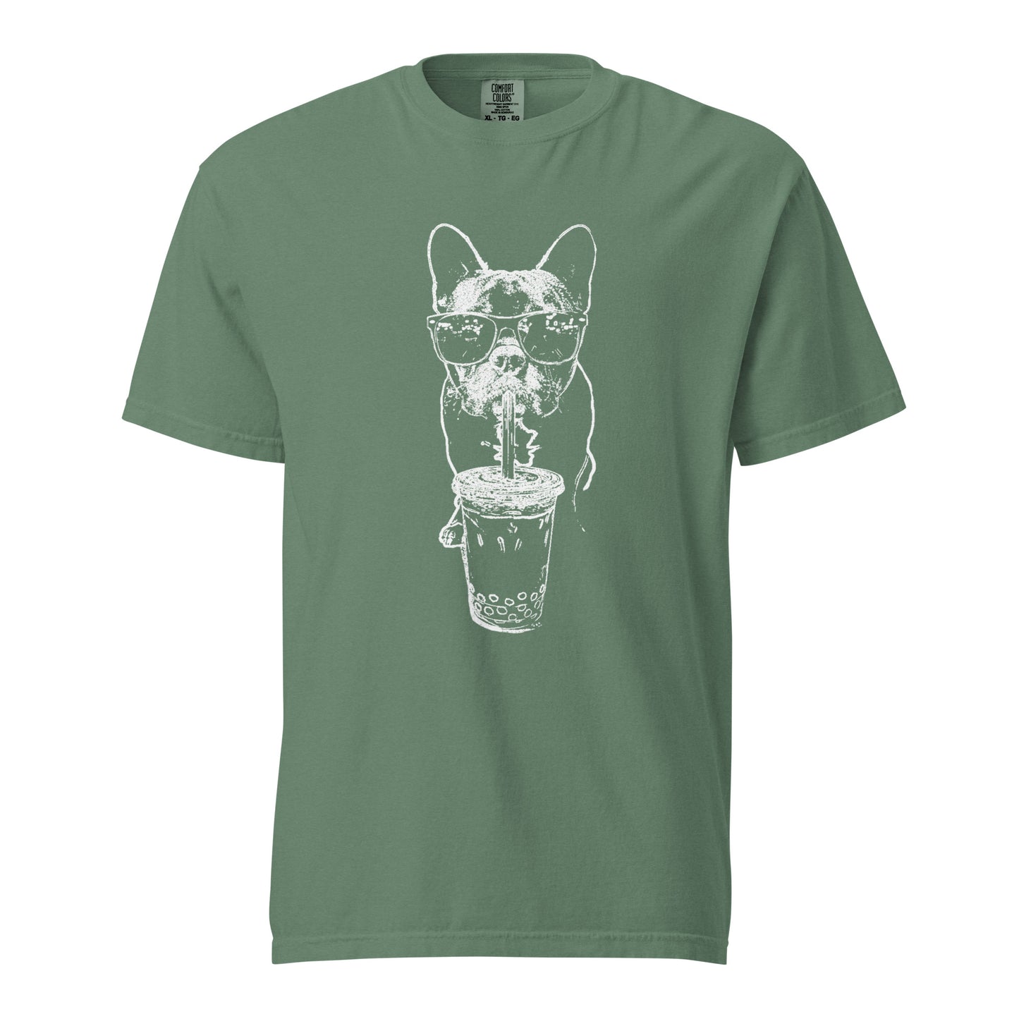 French Bulldog Bubble Tea T-Shirt - Cool Frenchie Graphic Tee Light Green