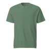 Green t-shirt against a white background