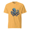 Mustard yellow Funny octopus solving Rubik's cube nerdy graphic tee - octopus rubik cube humor gift