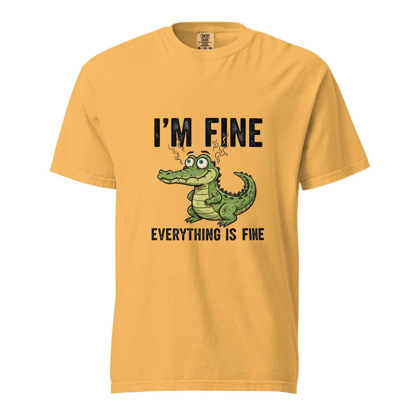 Funny Crocodile "I'm Fine Everything is Fine" T-Shirt, Burnout Humor Shirt