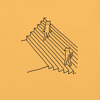 Minimalist Cat T-Shirt, Funny Stairs Line Art Tee
