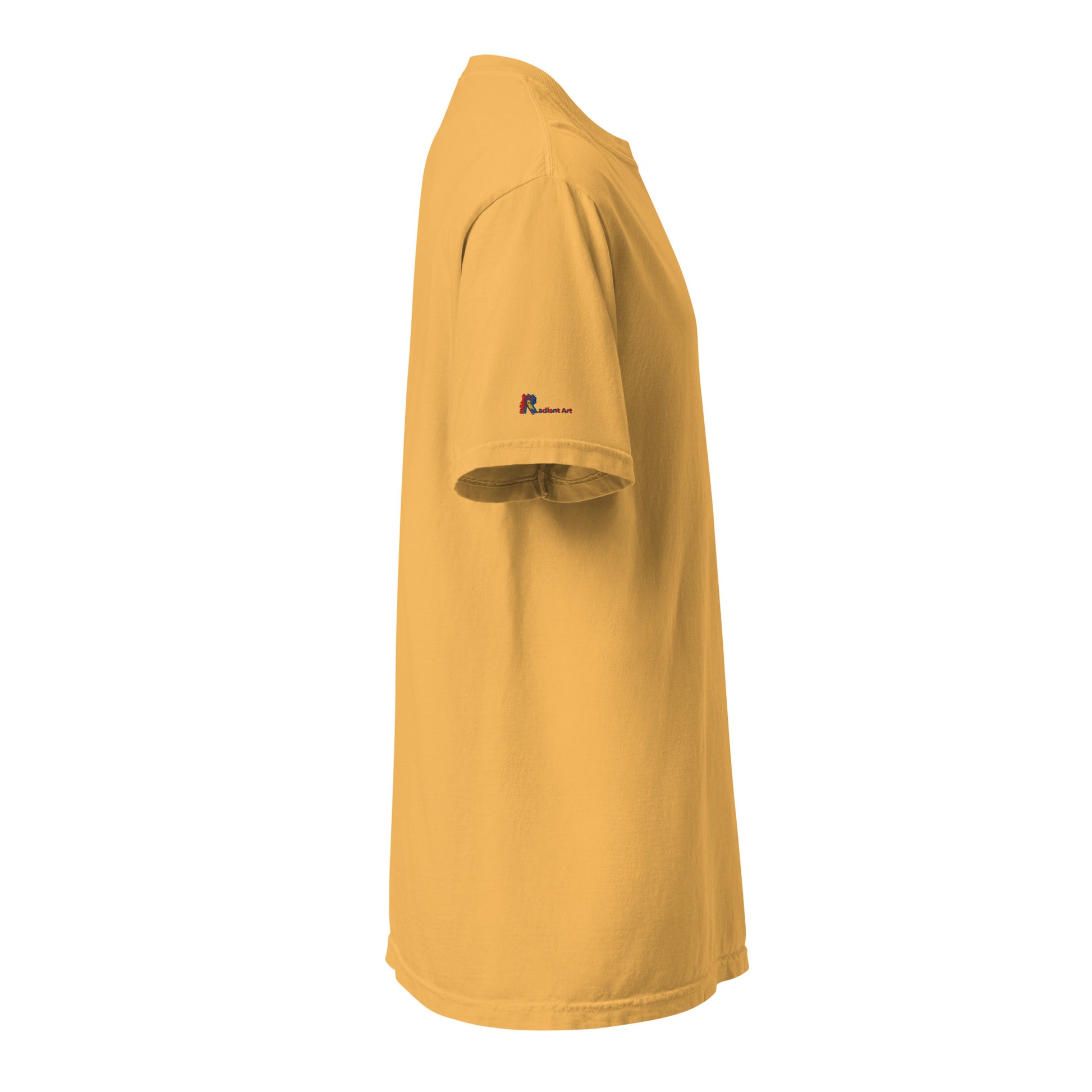 Plain mustard t-shirt on a white background