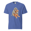Blue Baby Monkey Punch hugging plush toy t-shirt - viral baby monkey punch kawaii