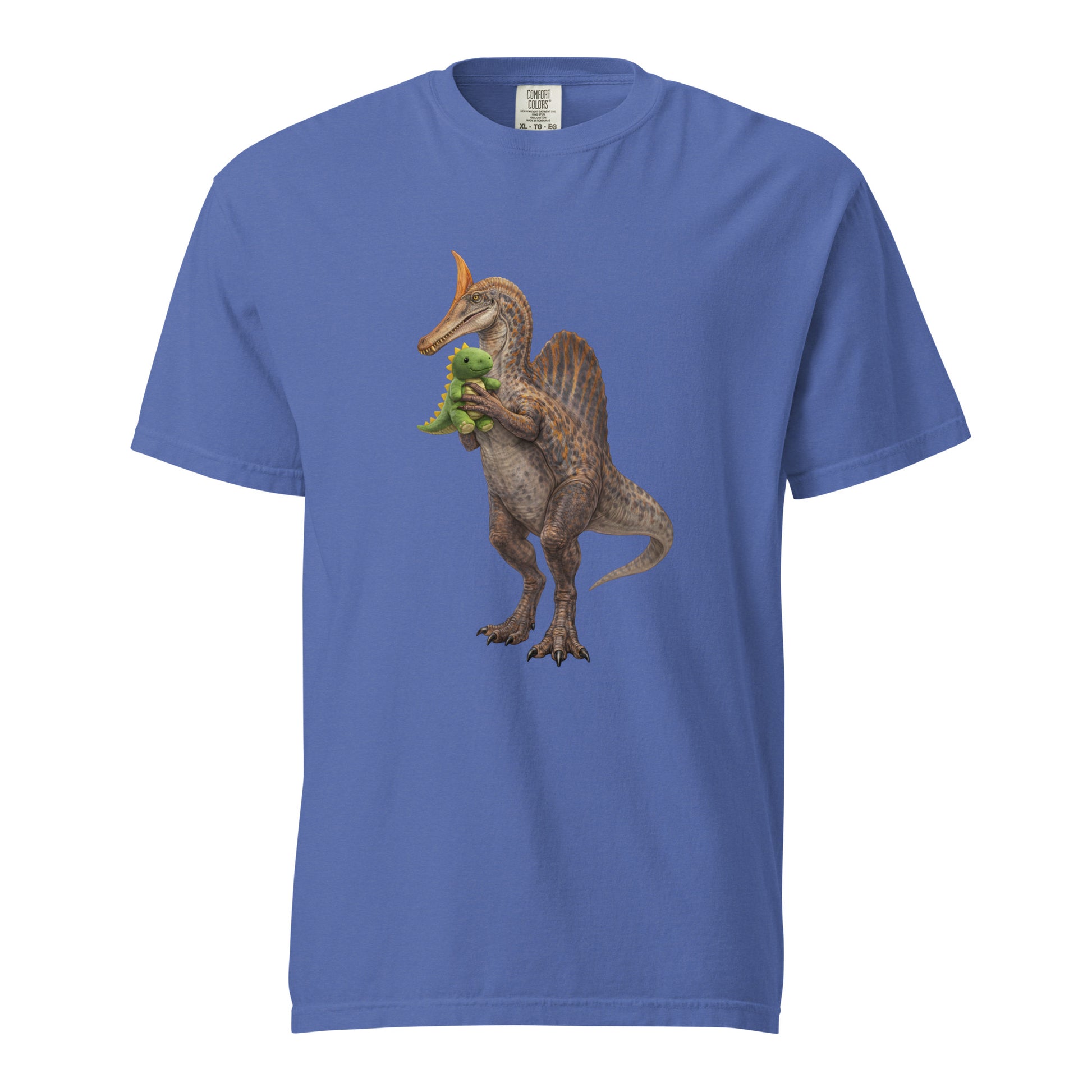 Blue newly discovered Spinosaurus mirabilis dinosaur t-shirt - hell heron dinosaur tee