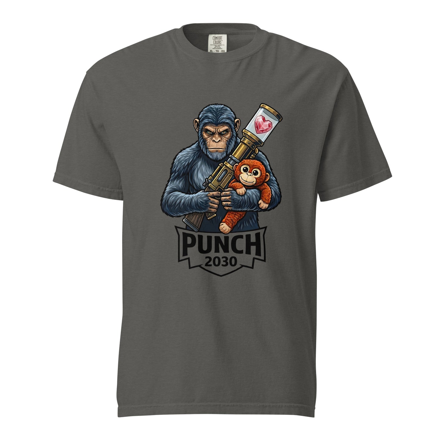 Pepper brown Punch 2030 Heart Core warrior monkey t-shirt - viral baby macaque tee