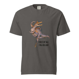 Pepper brown Spinosaurus Mirabilis First Of All I'm A Delight dinosaur tee - spinosaurus mirabilis shirt