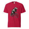 Red vintage style platypus riding bicycle graphic t-shirt - platypus riding bicycle vintage shirt