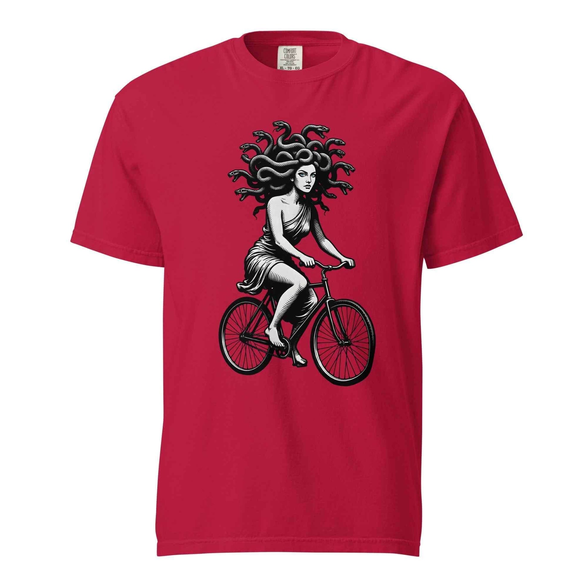 Medusa Gorgon on a Bicycle T-Shirt, Greek Mythology Tee