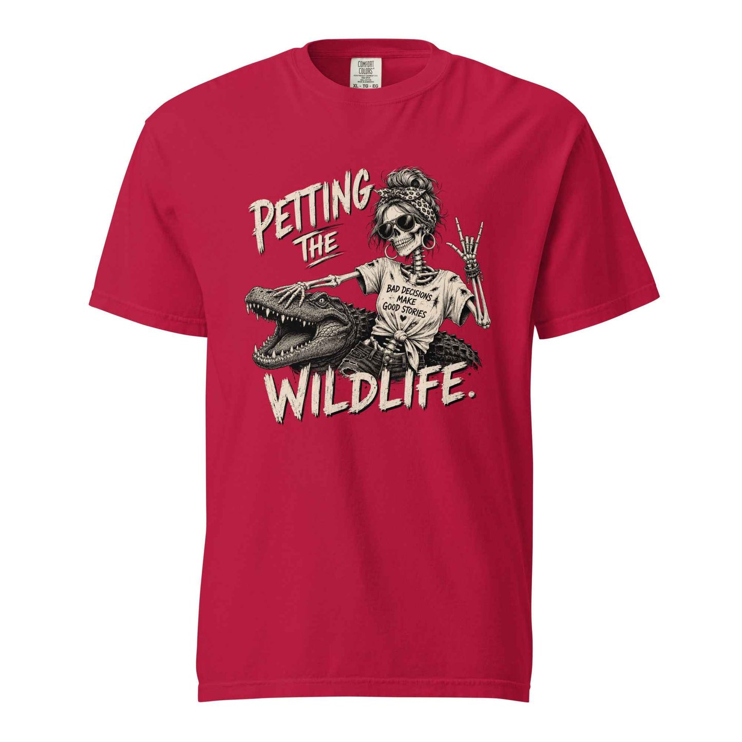 Petting the Wildlife Funny Skeleton Graphic T-shirt