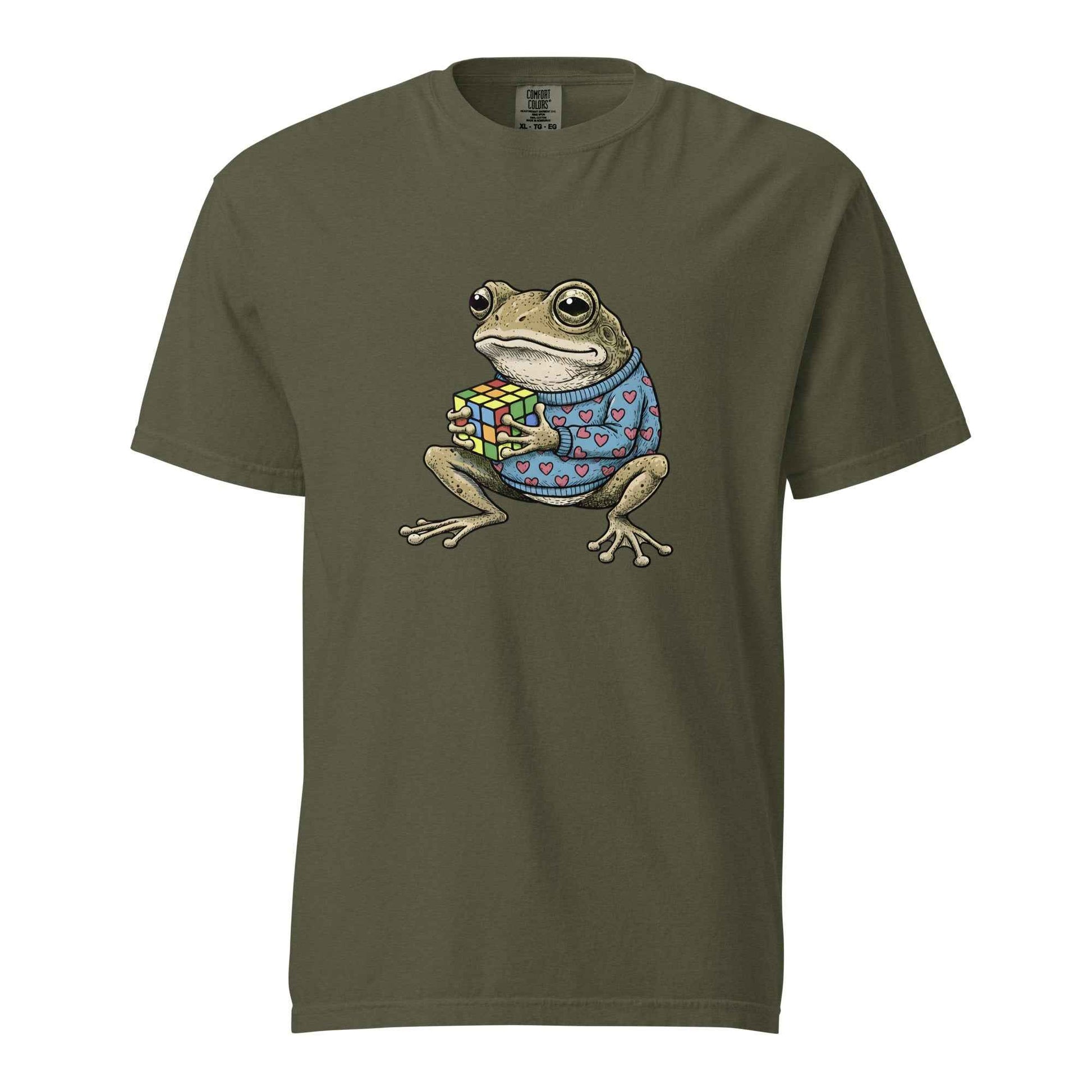 Funny Frog Rubik’s Cube T-Shirt, Retro Toad in Heart Sweater
