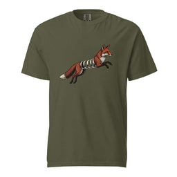 Sage green Spring-Loaded Slinky Fox graphic tee on white background
