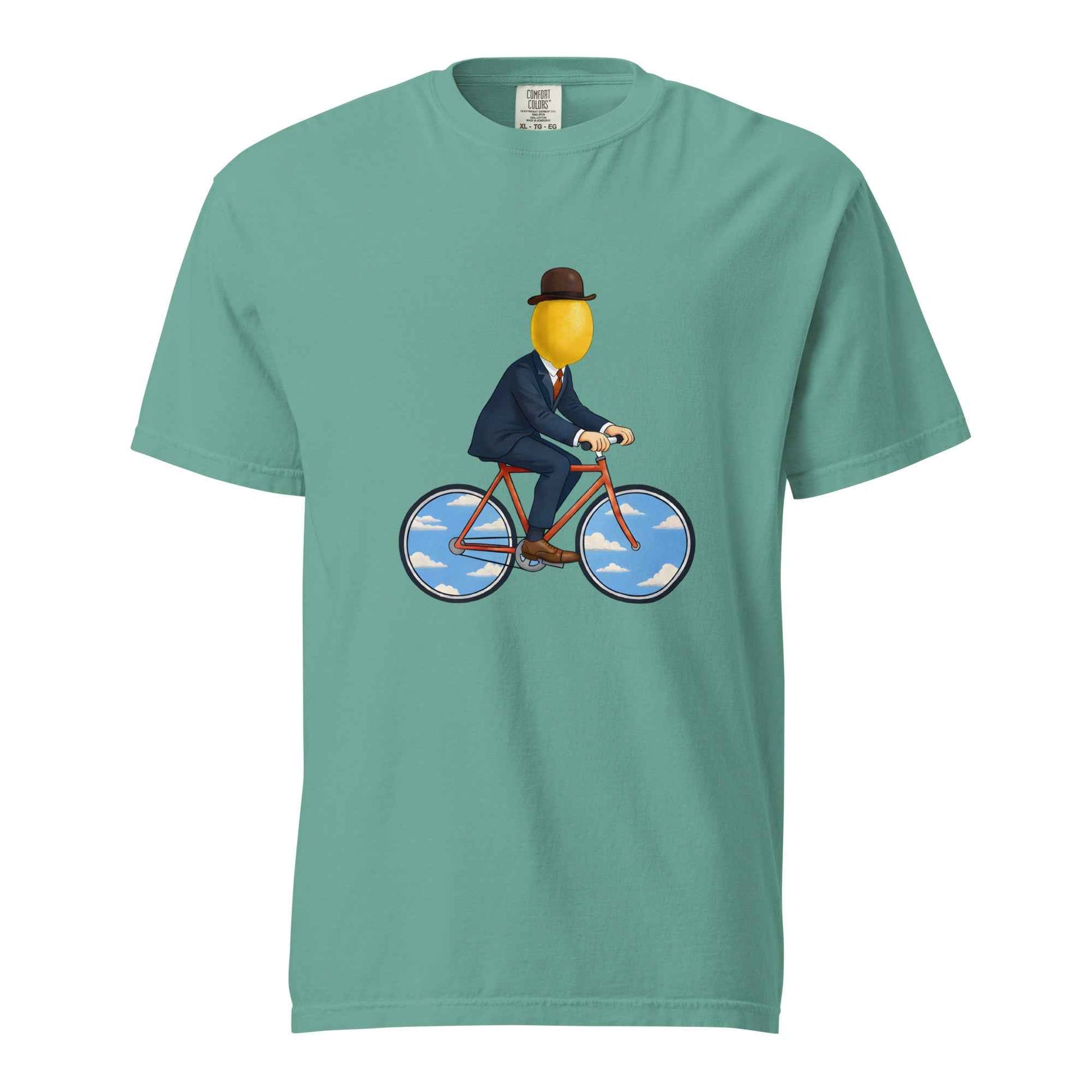 The Surreal Commute, Rene Magritte-Inspired Cycling T-shirt