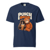 Navy blue t-shirt with 'Punch Bros' graphic featuring two monkeys and a drink.