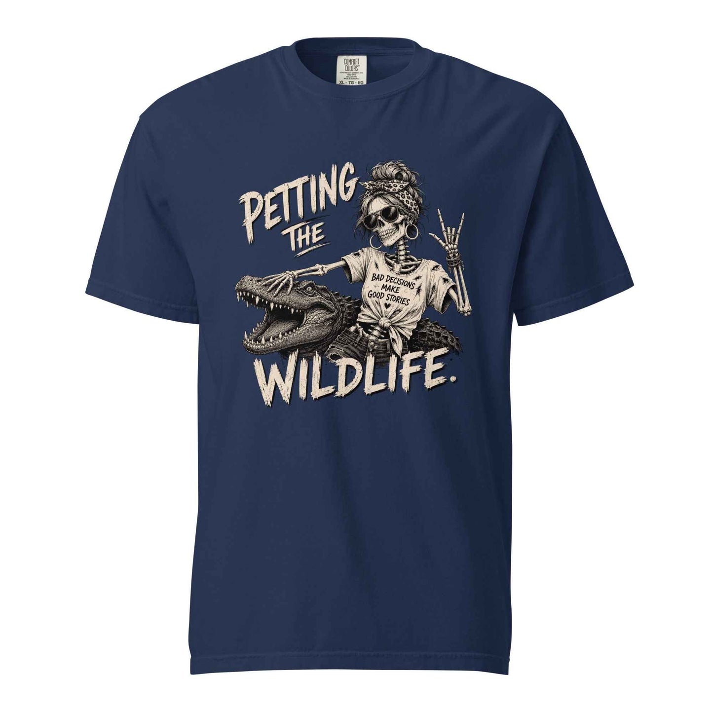Petting the Wildlife Funny Skeleton Graphic T-shirt