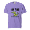 Funny Crocodile "I'm Fine Everything is Fine" T-Shirt, Burnout Humor Shirt