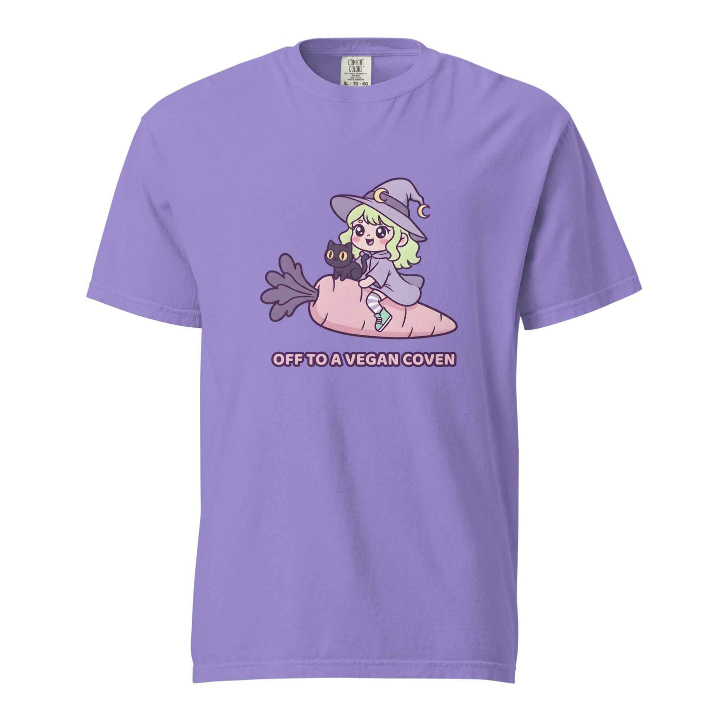 Off to a Vegan Coven - Witch Shirt, Cute Vegan Witch, Kawaii Vegetarian Tee