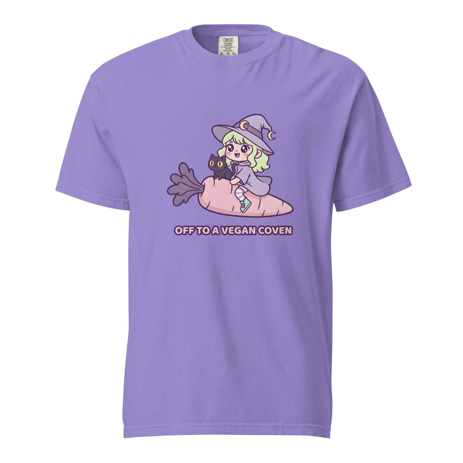 Off to a Vegan Coven - Witch Shirt, Cute Vegan Witch, Kawaii Vegetarian Tee