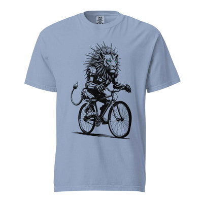 Robot Lion riding bicycle T-Shirt, Cyberpunk Cycling Gift