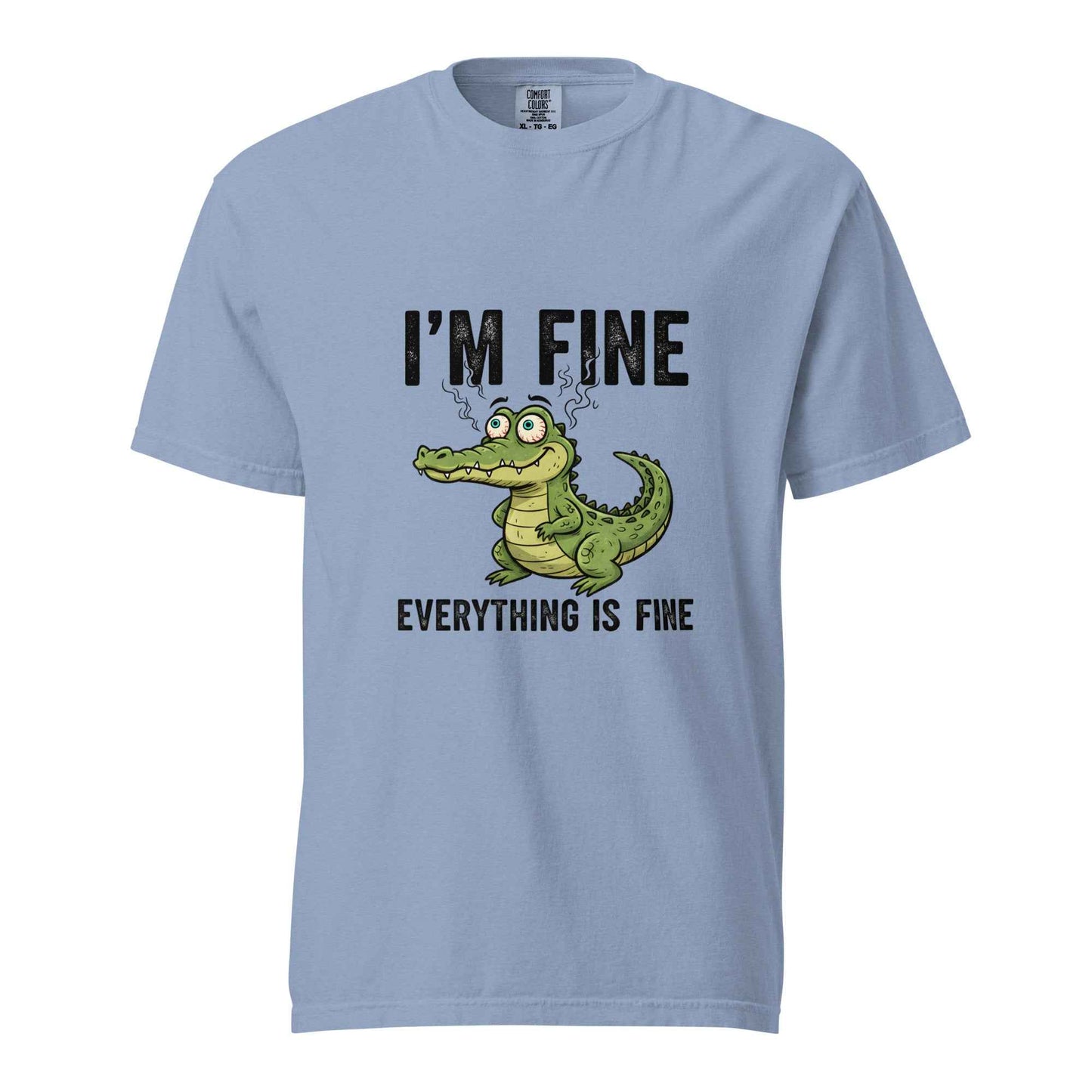 Funny Crocodile "I'm Fine Everything is Fine" T-Shirt, Burnout Humor Shirt