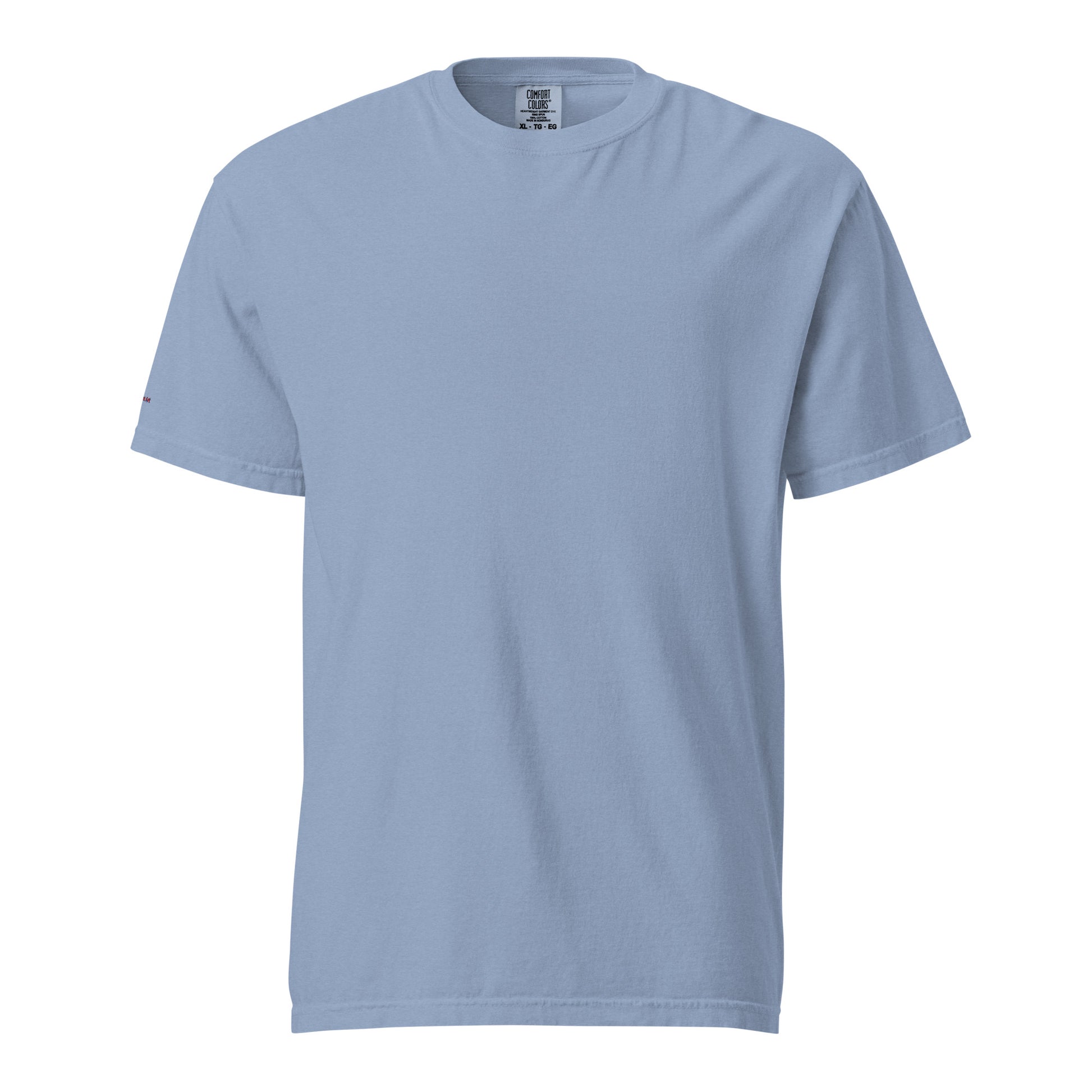 Plain light blue t-shirt on a white background